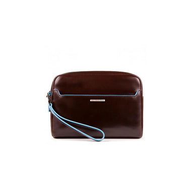 Women's clutch bag with mahogany leather handle