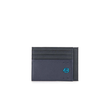 Men's card holder in leather and fabric 