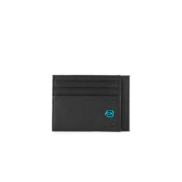 Men's card holder in leather and fabric 