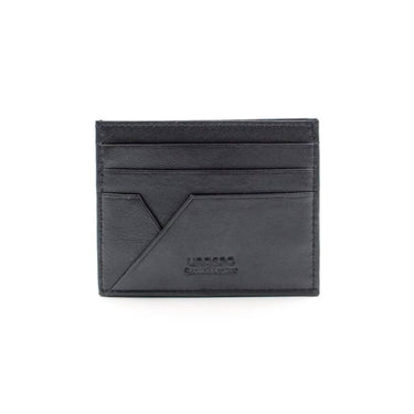 Men's leather card holder with metal logo