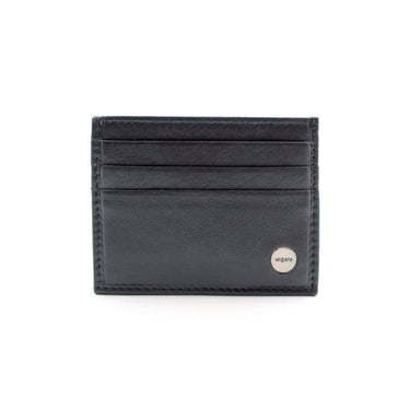 Men's leather card holder with metal logo