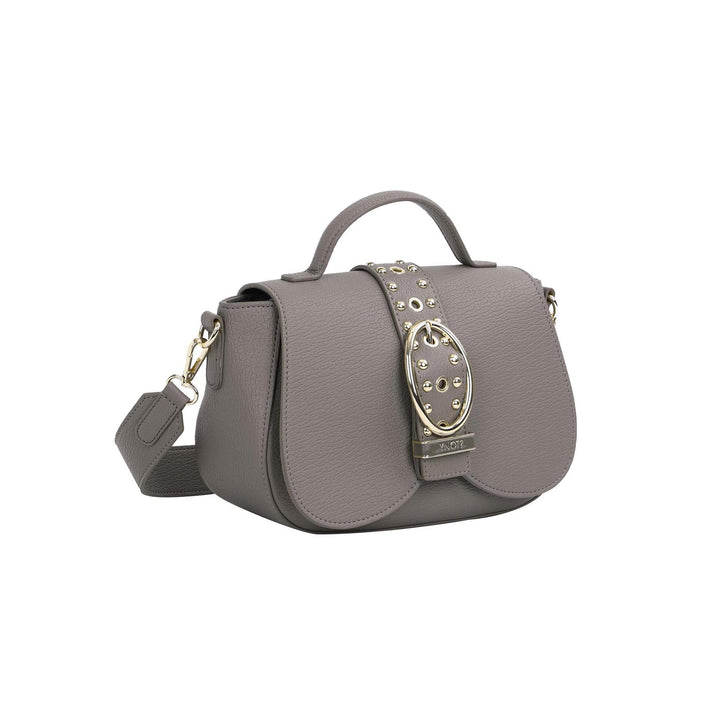 Borsa Donna a mano, Beige, con patta e fibbia