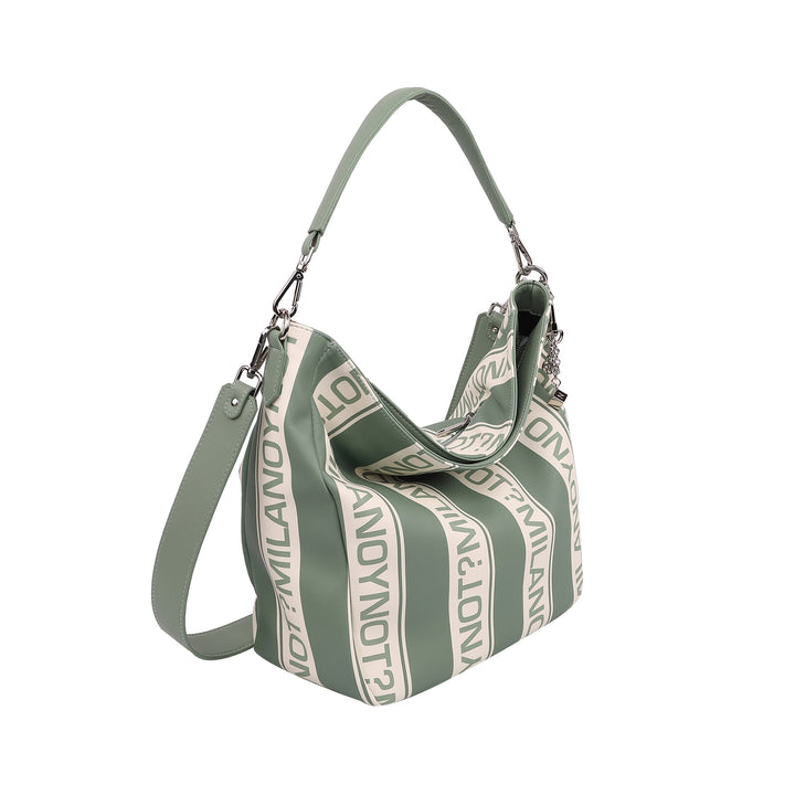 Borsa Donna a spalla a righe Green