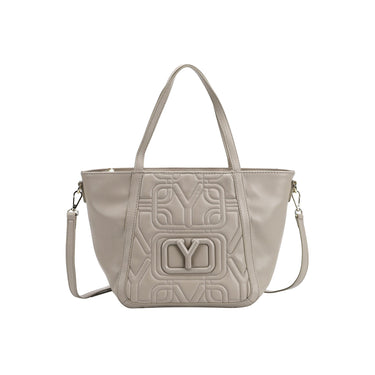 Shopping Bag con doppi manici e tracolla Beige