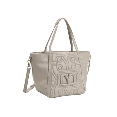 Shopping Bag con doppi manici e tracolla Beige