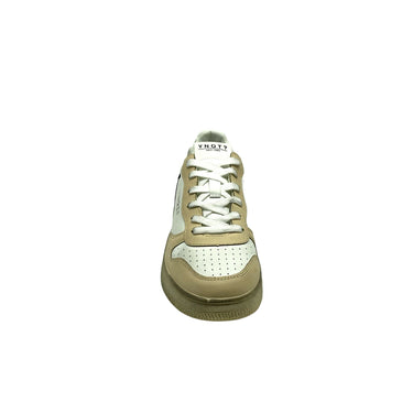 Sneakers Donna con tomaia in pelle e inserti scamosciati Beige