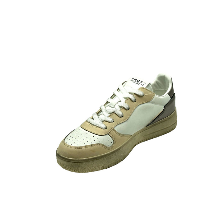 Sneakers Donna con tomaia in pelle e inserti scamosciati Beige