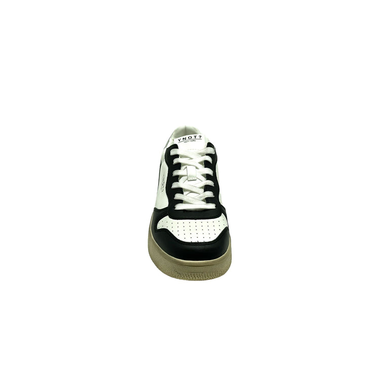 Sneakers Donna con tomaia in pelle e contrasti scamosciati neri