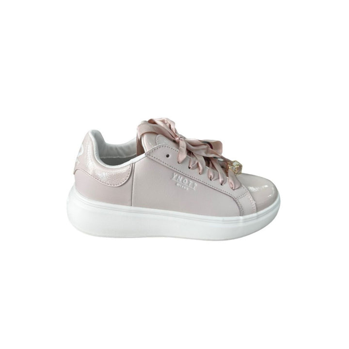 Sneakers Donna in similpelle con lacci in raso