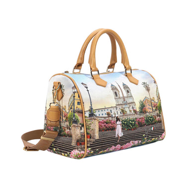 Borsa a bauletto con stampa all over e tracolla