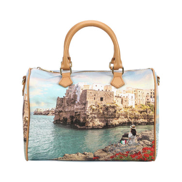 Borsa a bauletto con stampa polignano all over