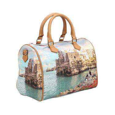 Borsa a bauletto con stampa polignano all over