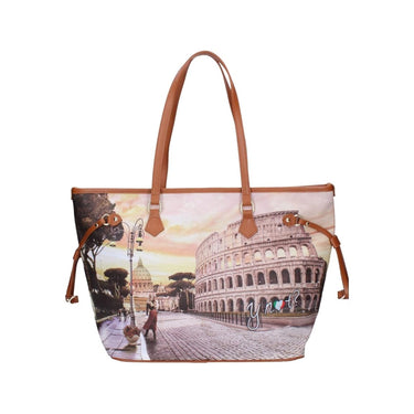 Borsa Donna con due manici a spalla e charm logo metallico