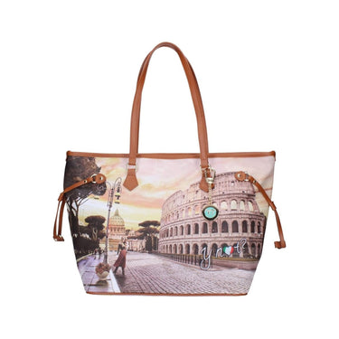 Borsa Donna con due manici a spalla e charm logo metallico