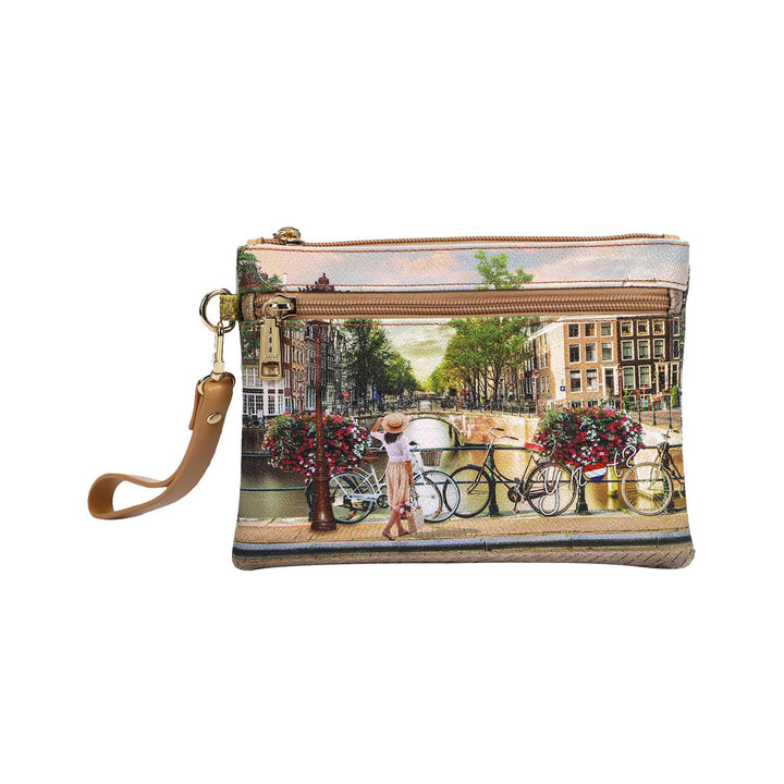 Clutch con tasca frontale e stampa Bicycles