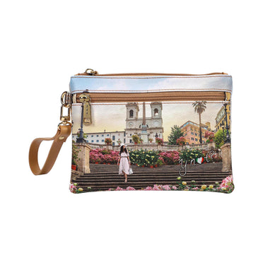 Clutch con tasca frontale e stampa Floral