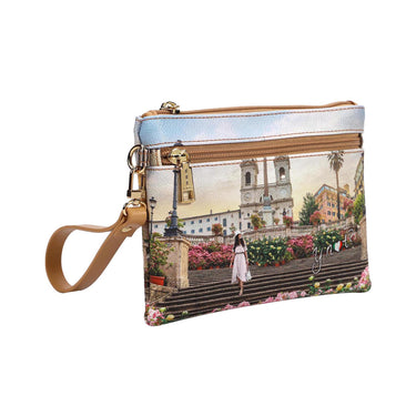 Clutch con tasca frontale e stampa Floral