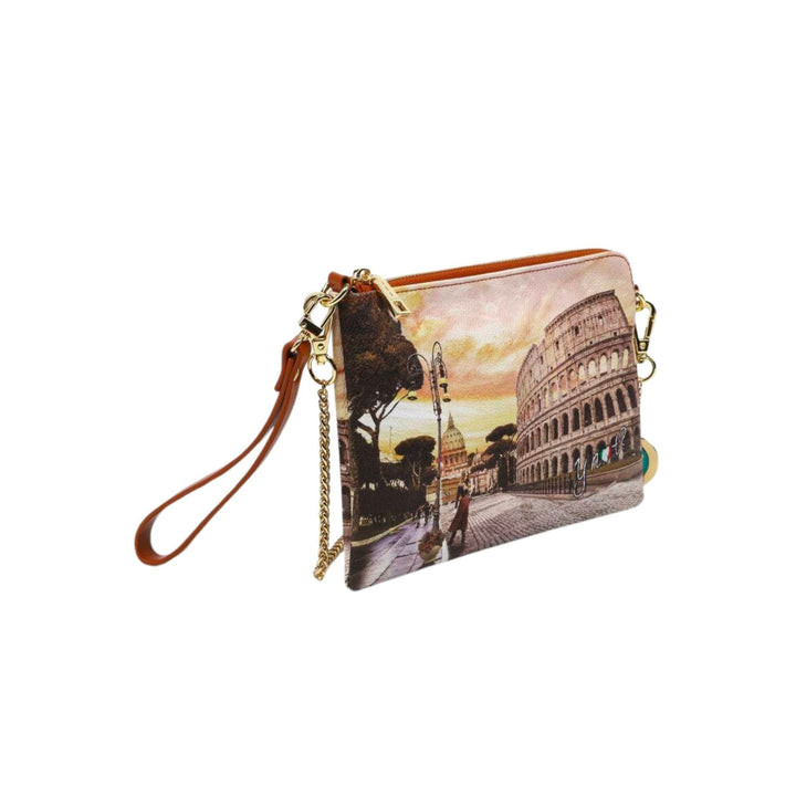 Clutch Donna con stampa iconica all over e charm logo