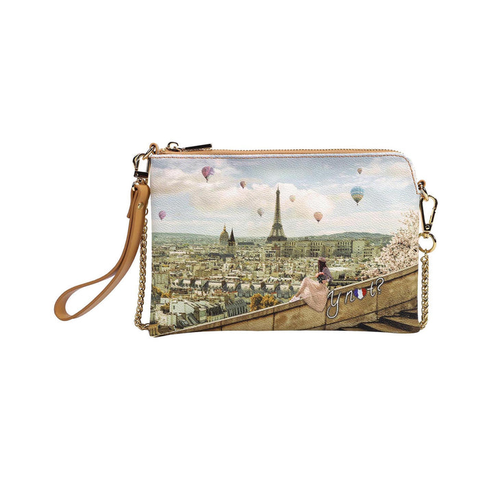 Clutch con stampa Montgolfiera e tracolla a catena