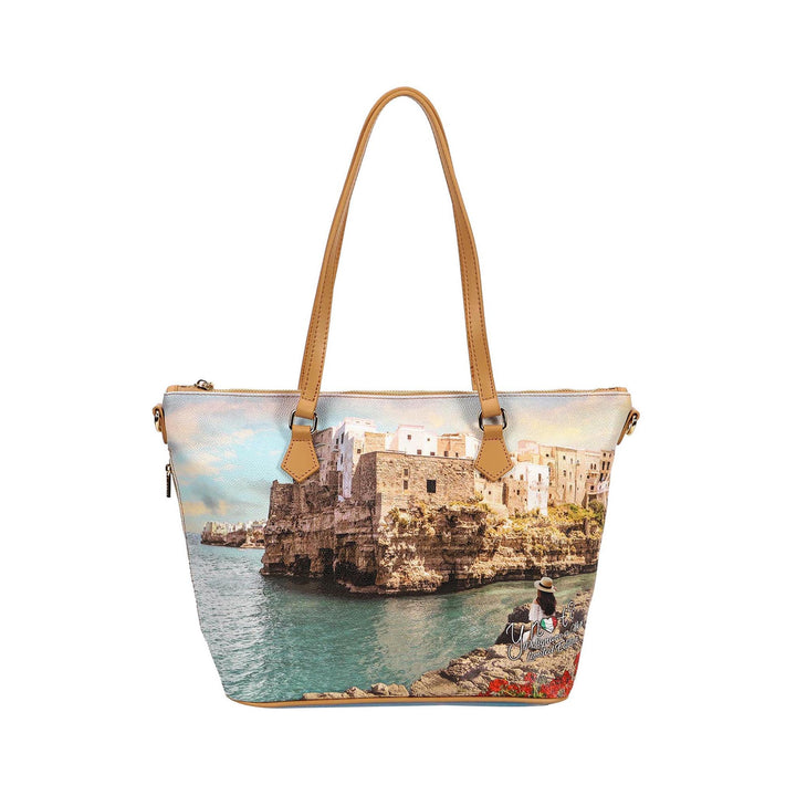 Borsa Shopping con stampa Polignano