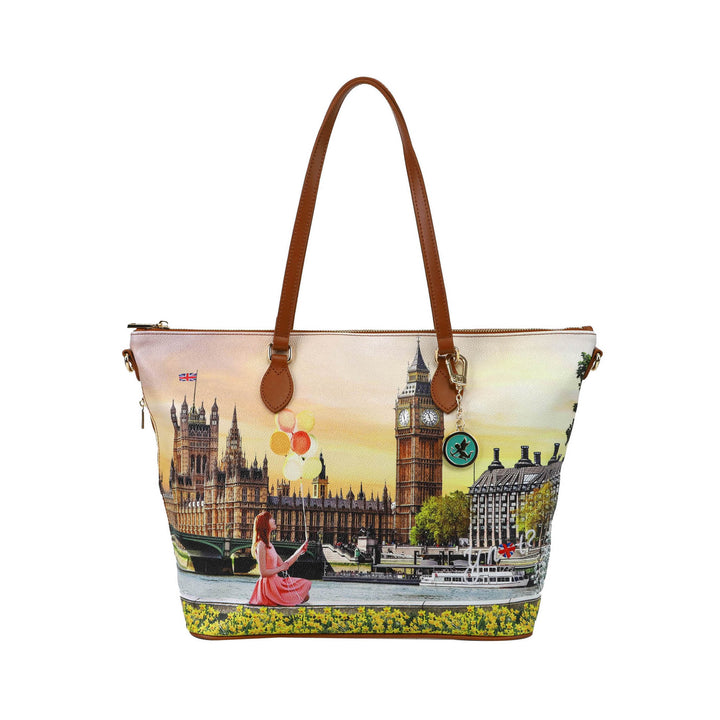 Borsa Donna shopping bag medium Yellow Flowers