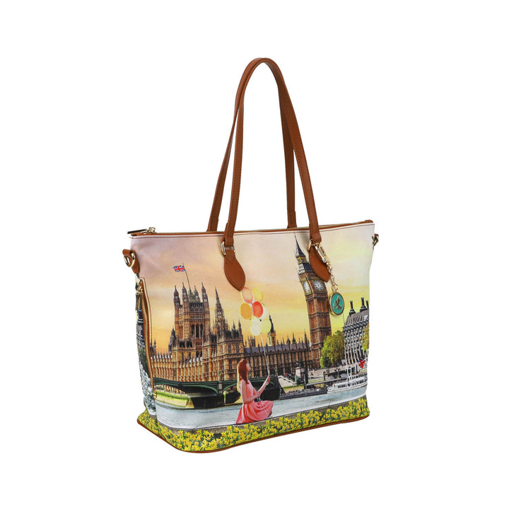 Borsa Donna shopping bag medium Yellow Flowers