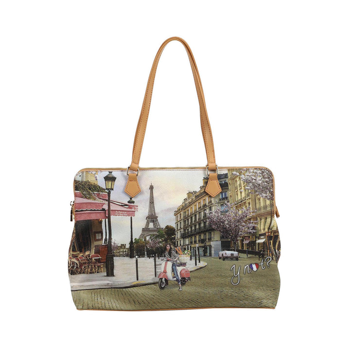 Borsa con doppi manici con stampa Velo Paris