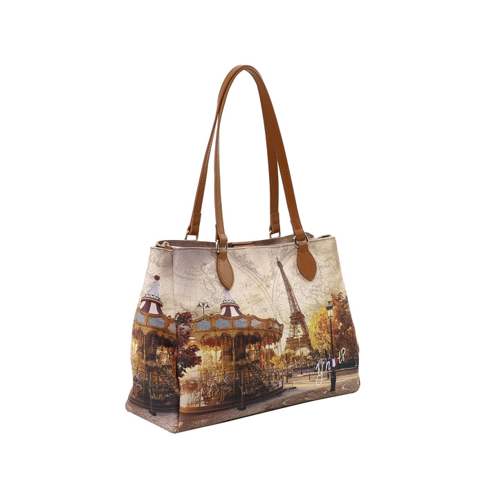 Borsa a spalla con stampa Funny Paris