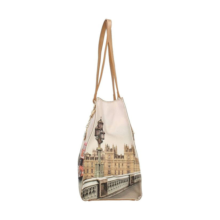 Borsa Donna con doppio manico a spalle e stampa London Love all over