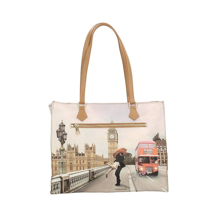 Borsa Donna con doppio manico a spalle e stampa London Love all over