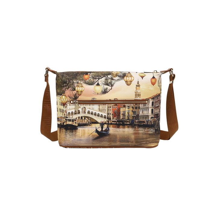 Retro Borsa modello Hobo con stampa Christmas Venice