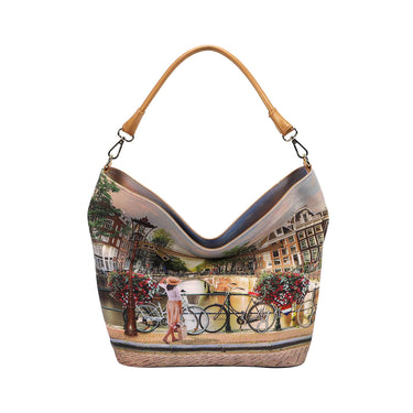 Borsa a spalla con stampa Bicycles