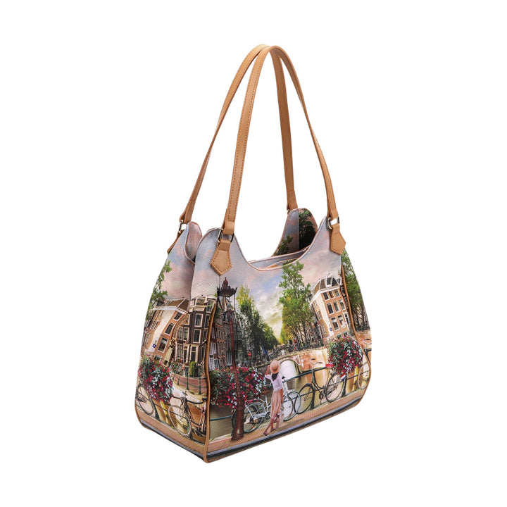 Borsa Donna Tote con manici a spalla e stampa all over