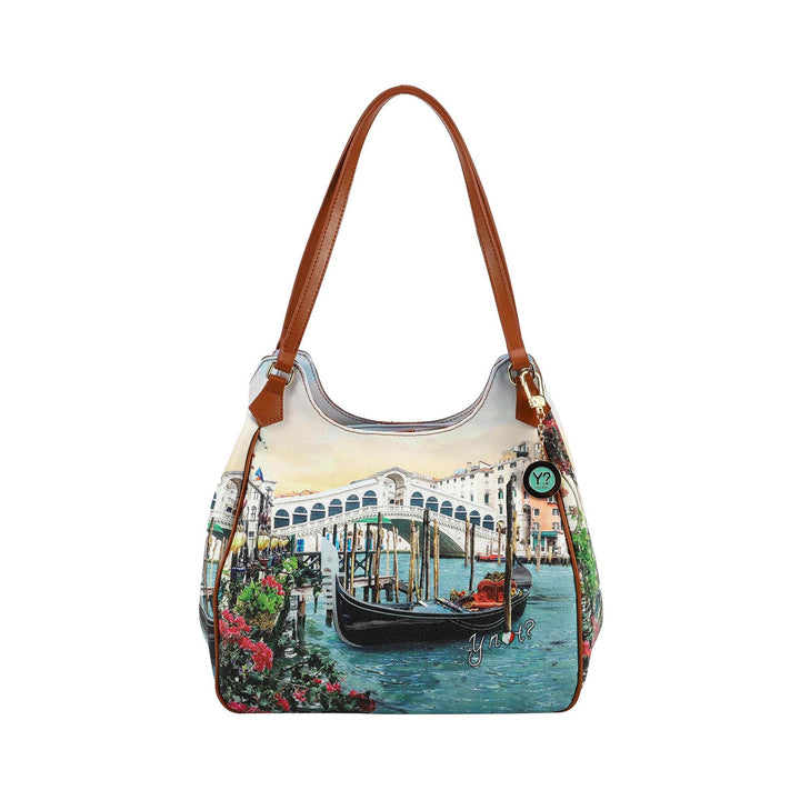 Borsa Donna con doppi manico a spalle e charm logo 