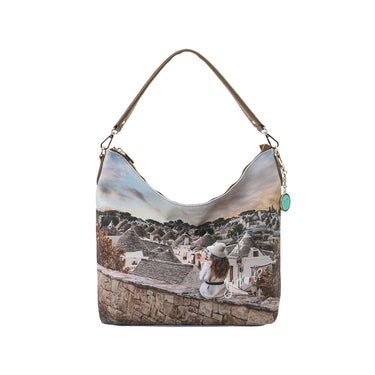 Borsa modello hobo con stampa Romantic Trulli