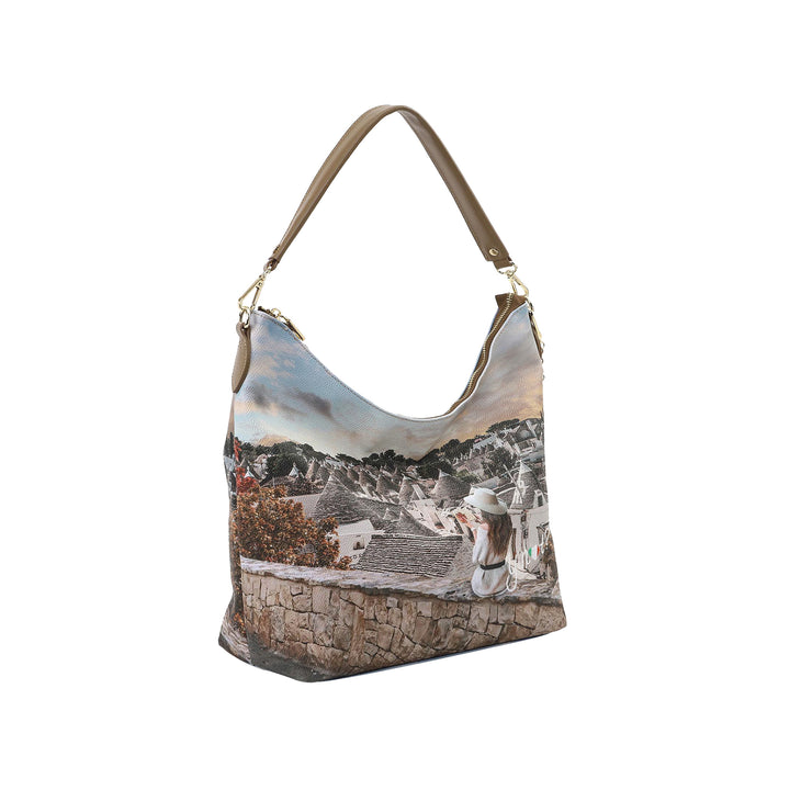 Borsa modello hobo con stampa Romantic Trulli