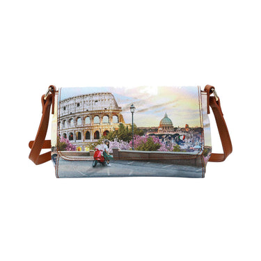 Borsa a tracolla con stampa Italian Love