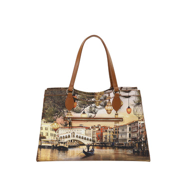 Retro Borsa Grande Tote con stampa Christmas Venice