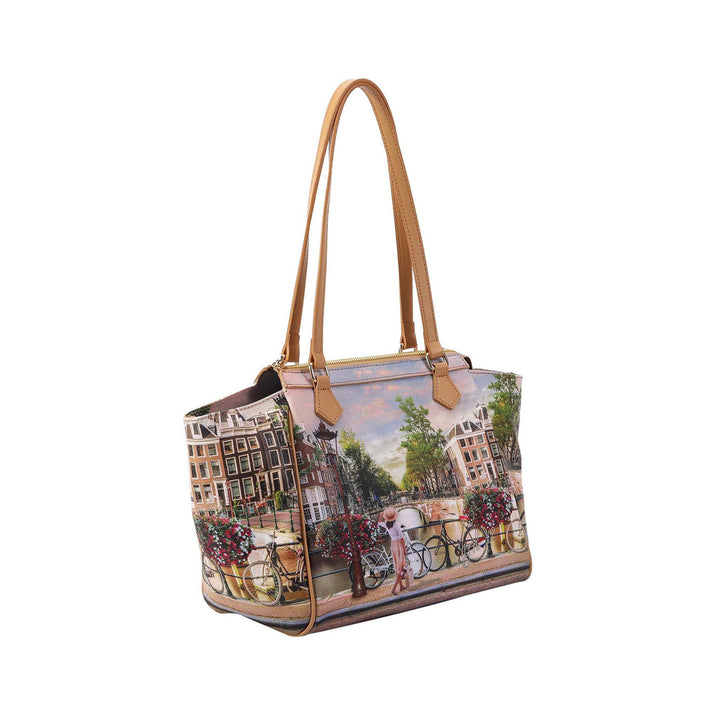 Borsa shopping con stampa Bicycles