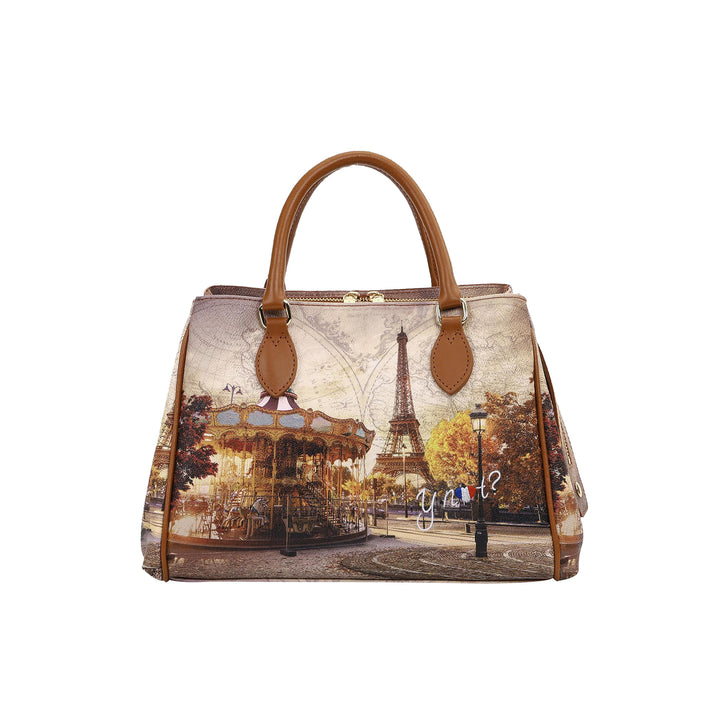 Borsa a bauletto con stampa Funny Paris