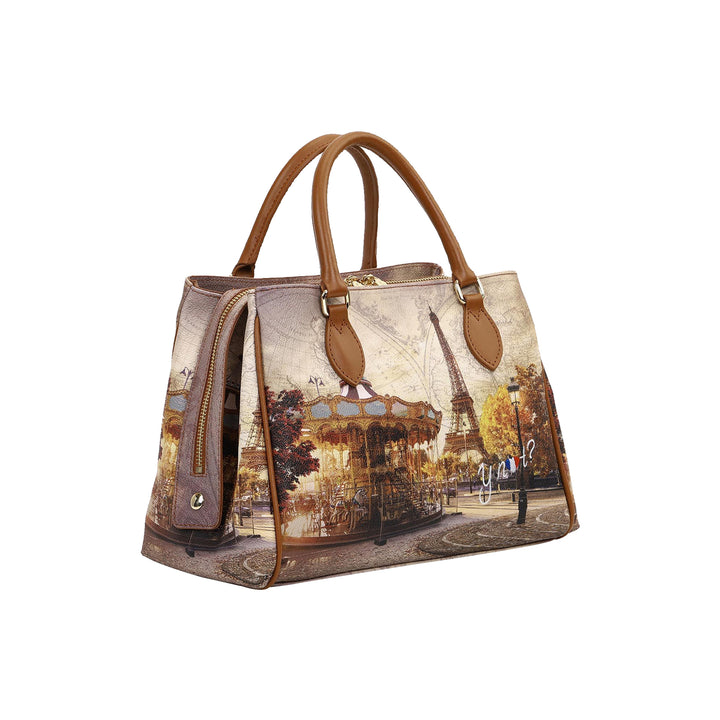 Borsa a bauletto con stampa Funny Paris