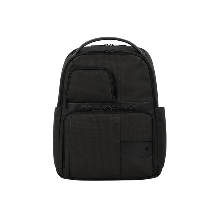 Zaino Uomo porta pc, in tessuto resistente ed inserti in pelle, dotato di numerose tasche